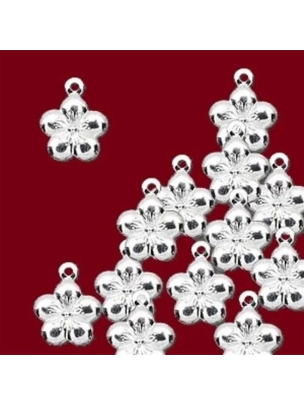 20 Silver Plated 12x10mm Stamped Flower Drops Charms Beads